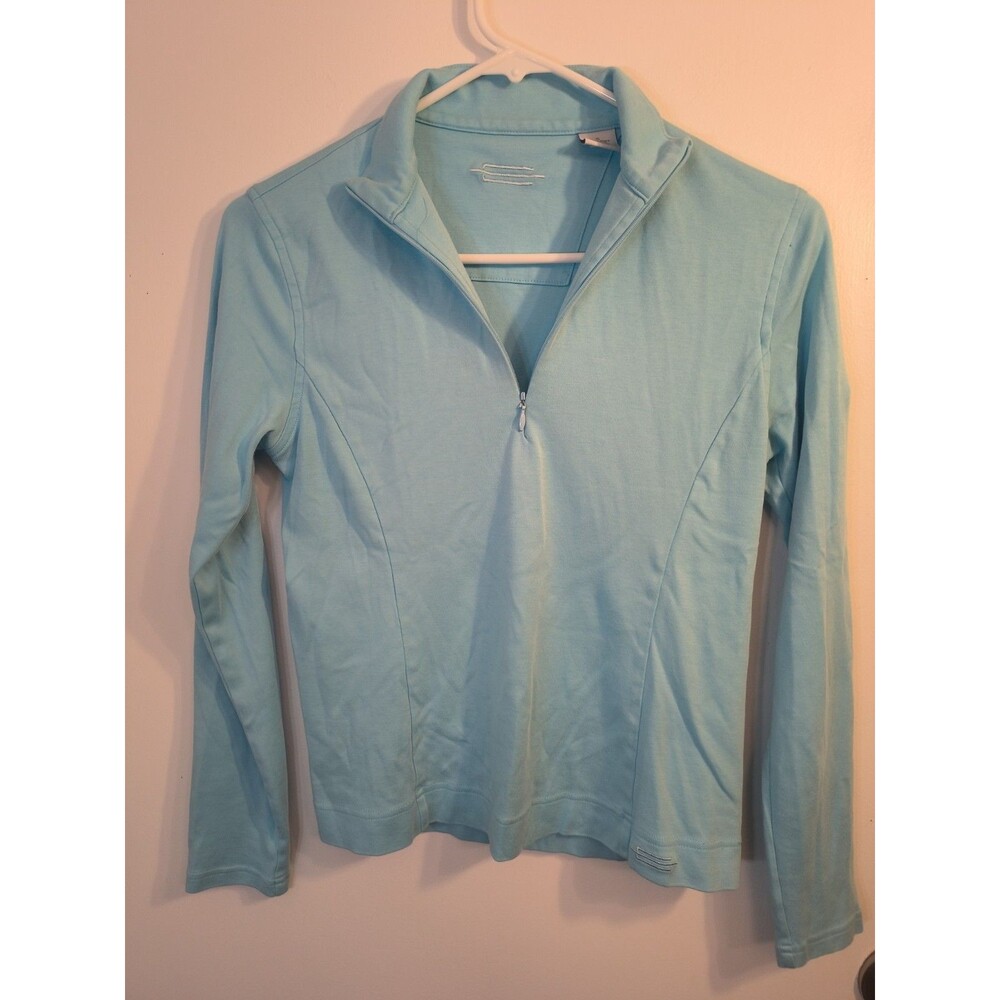 Straight Down Bandon Dunes Shirt Womens S Blue Pima Cotton Golf Puffin Pullover